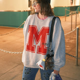 The M Mouse Oversized Crewneck in Heather Grey
