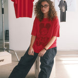 The M Mouse Park Bear Oversized Tee in Red