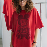 The M Mouse Park Bear Oversized Tee in Red