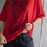 The M Mouse Park Bear Oversized Tee in Red