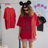 The M Mouse Park Bear Oversized Tee in Red
