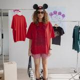 The M Mouse Park Bear Oversized Tee in Red