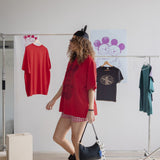 The M Mouse Park Bear Oversized Tee in Red