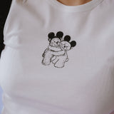 The Mini Park Bears Ruffle Trim Baby Tee in White