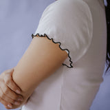 The Mini Park Bears Ruffle Trim Baby Tee in White