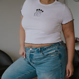 The Mini Park Bears Ruffle Trim Baby Tee in White