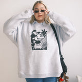 The Sketchbook Mouse Oversized Crewneck in Heather Grey