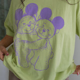 The Park Bears Oversized Tee in Lime