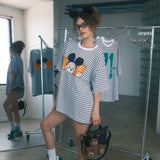 The Peek-A-Bear Oversized Tee in Sky Stripe
