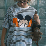 The Peek-A-Bear Oversized Tee in Sky Stripe