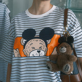 The Peek-A-Bear Oversized Tee in Sky Stripe