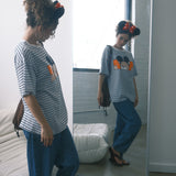The Peek-A-Bear Oversized Tee in Sky Stripe