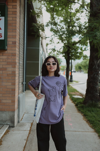 The Silly Ole Bear Oversized Tee in Purple Haze