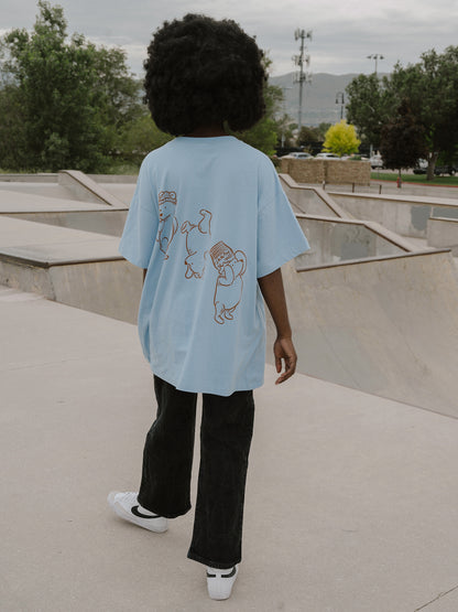 The Silly Ole Bear Oversized Tee in Sky Blue