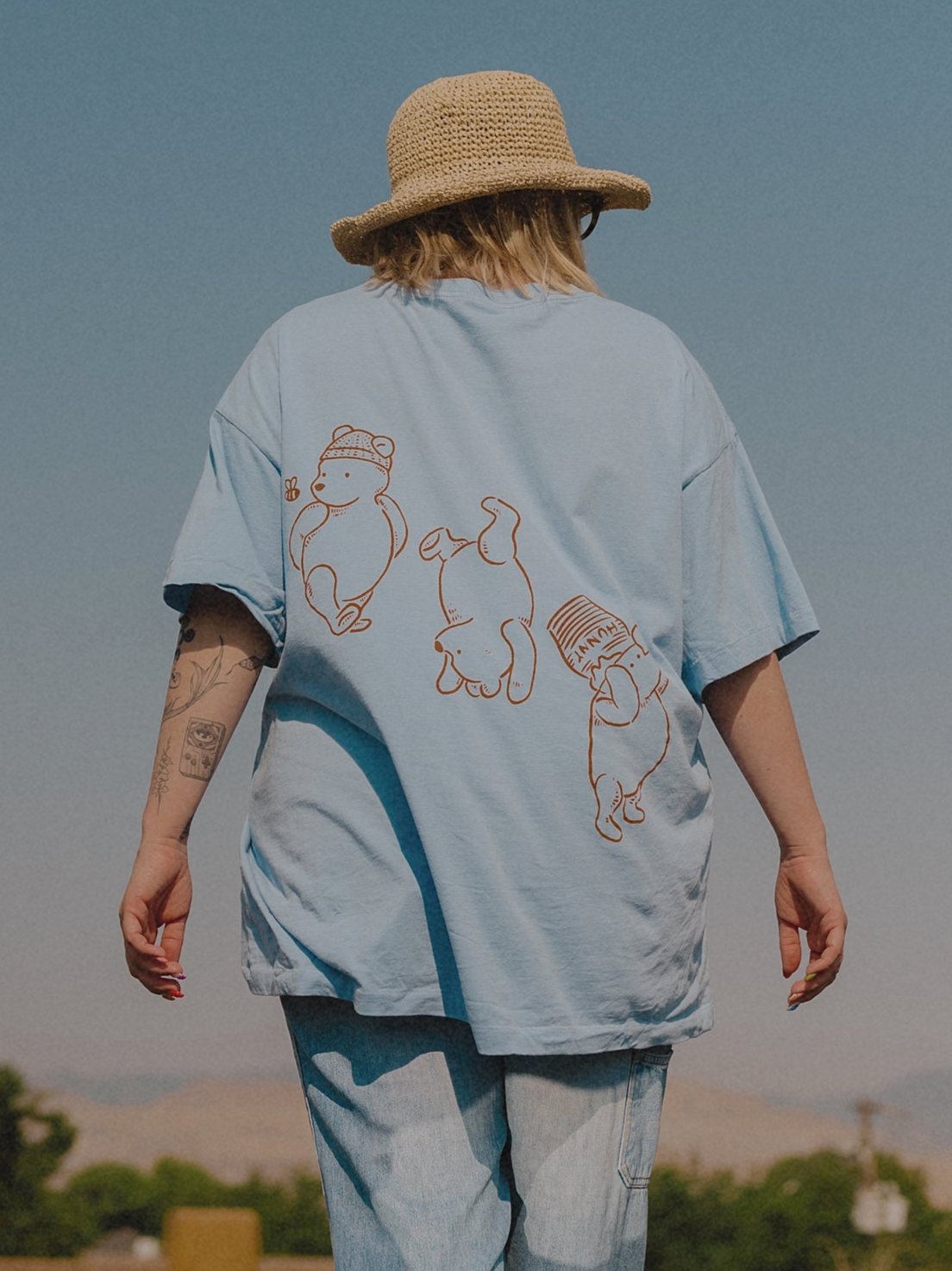 The Silly Ole Bear Oversized Tee in Sky Blue