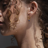 The Princess Teardrop Hoops in Titanium | Lapis Lazuli