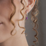The Princess Teardrop Hoops in Titanium | Purple Opal