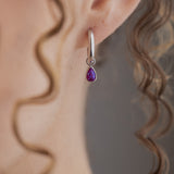 The Princess Teardrop Hoops in Titanium | Purple Opal