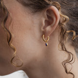 The Princess Teardrop Hoops in Titanium | Purple Opal