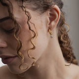 The Princess Teardrop Hoops in Titanium | Green Aventurine