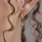The Princess Teardrop Hoops in Titanium | Green Aventurine