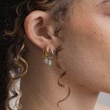 The Princess Teardrop Hoops in Titanium | Green Aventurine