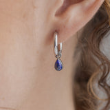 The Princess Teardrop Hoops in Titanium | Lapis Lazuli