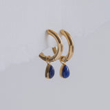 The Princess Teardrop Hoops in Titanium | Lapis Lazuli