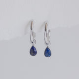 The Princess Teardrop Hoops in Titanium | Lapis Lazuli