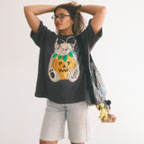 The Pumpkin Bear Oversized Tee in Vintage Black