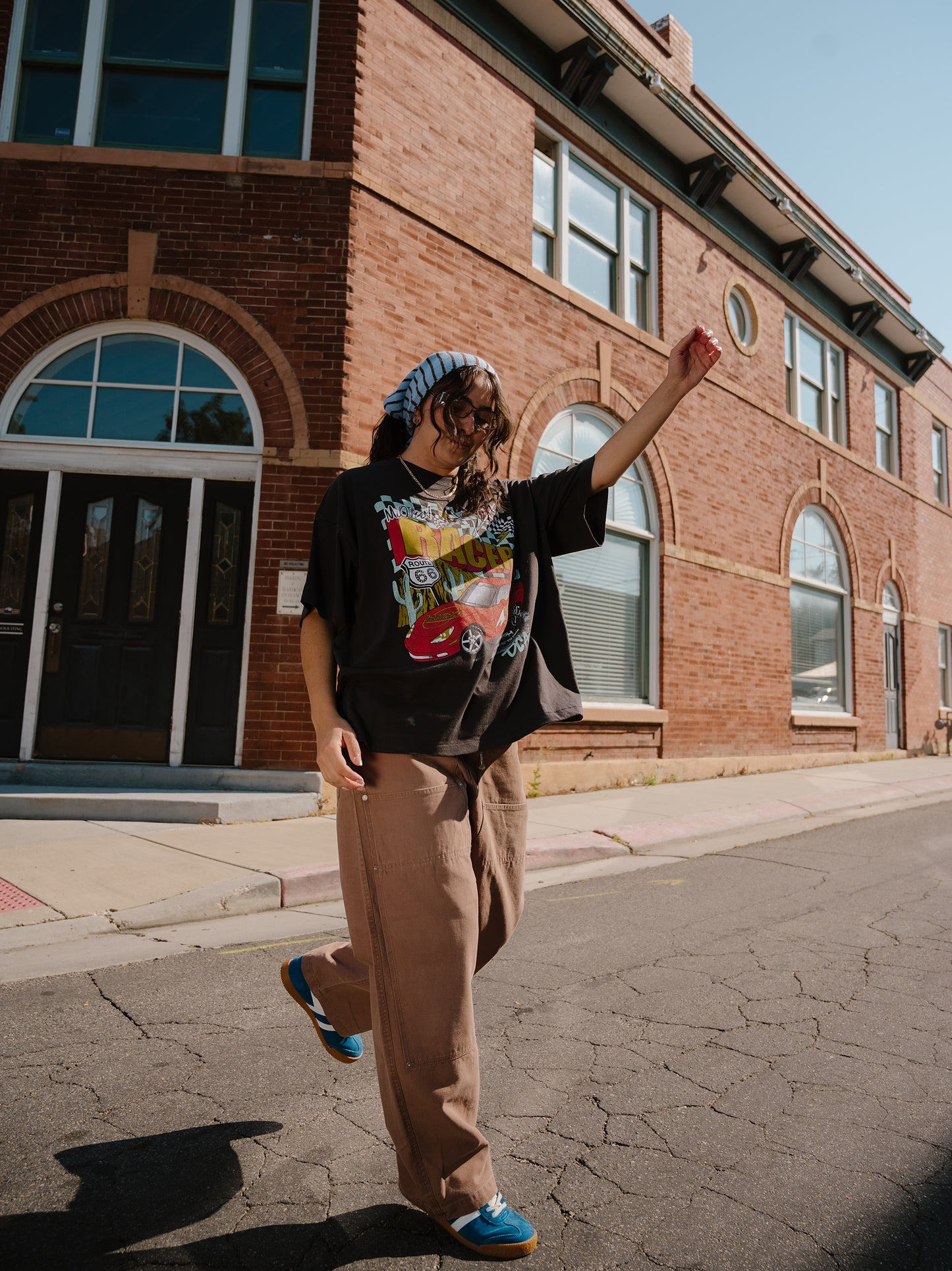 The Racers Oversized Tee in Vintage Black