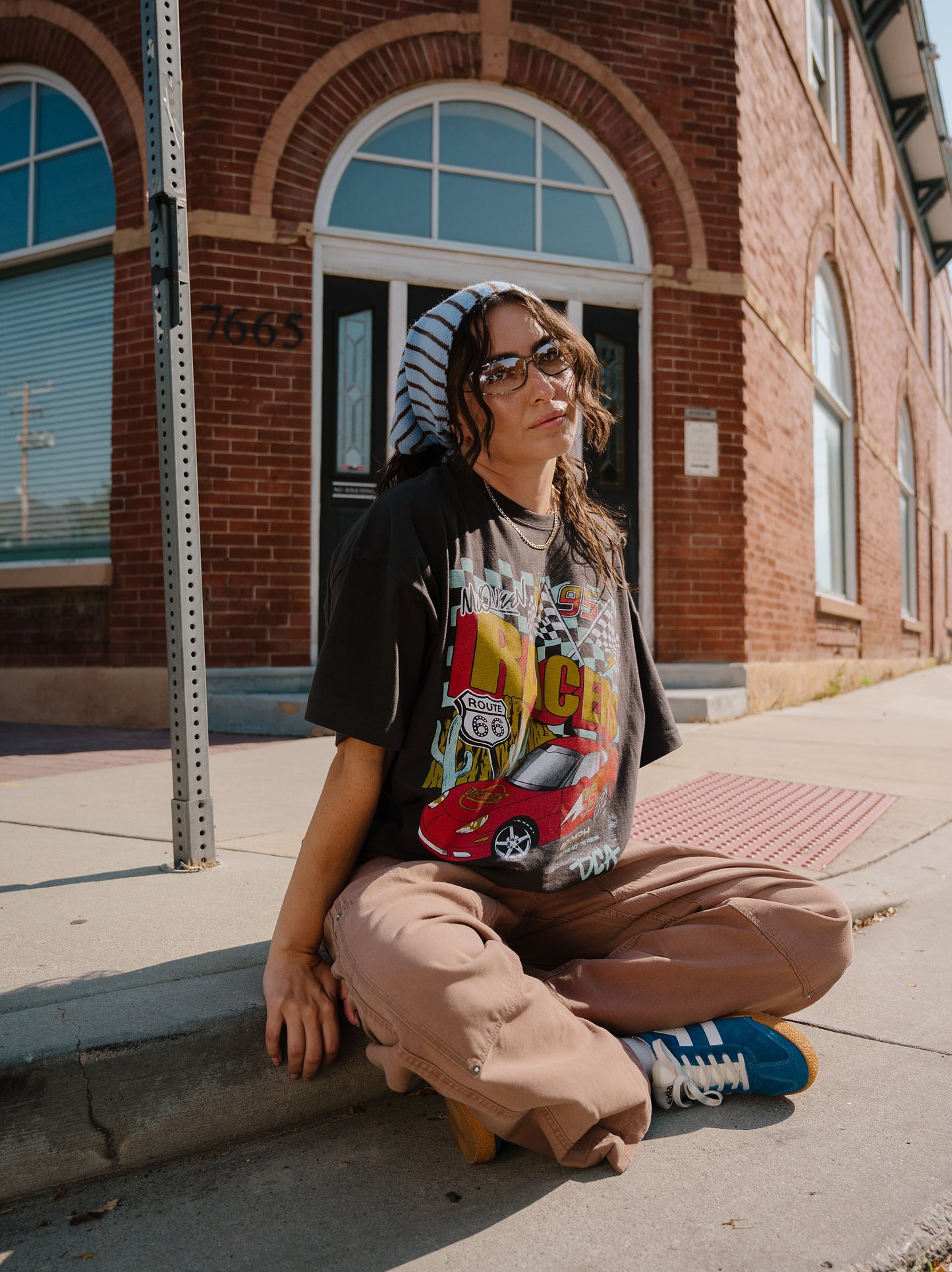 The Racers Oversized Tee in Vintage Black