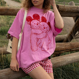 The Park Bears Oversized Tee in Pink