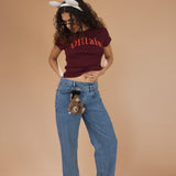 The Villain Baby Tee in Maroon