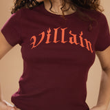 The Villain Baby Tee in Maroon