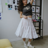 The Churro Bear Ruffle Trim Baby Tee in Vintage Black
