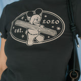 The Churro Bear Ruffle Trim Baby Tee in Vintage Black