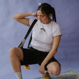The Mini Park Bears Ruffle Trim Baby Tee in White