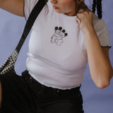 The Mini Park Bears Ruffle Trim Baby Tee in White