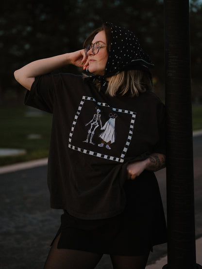 The Spooky Friends Oversized Tee in Vintage Black