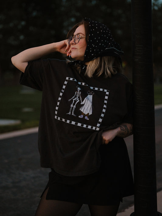 The Spooky Friends Oversized Tee in Vintage Black