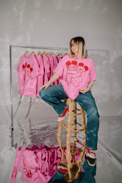 The Park Bears Oversized Tee in Pink