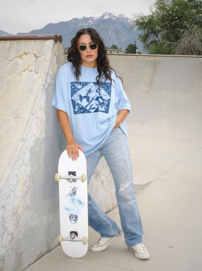 The Neverland Oversized Tee in Sky Blue