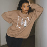 The Spooky Friends Oversized Crewneck in Latte