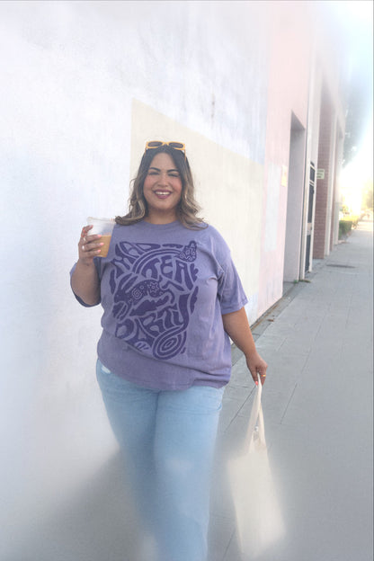 The Teacups Oversized Tee in Purple Haze