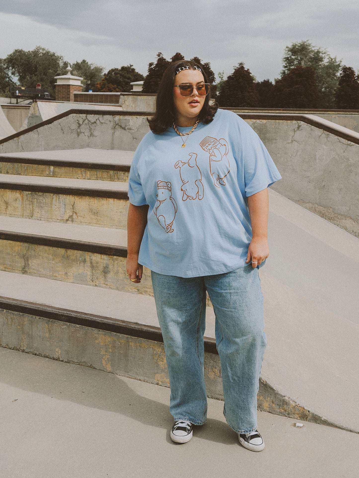 The Silly Ole Bear Oversized Tee in Sky Blue