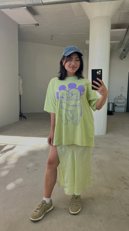 The Park Bears Oversized Tee in Lime