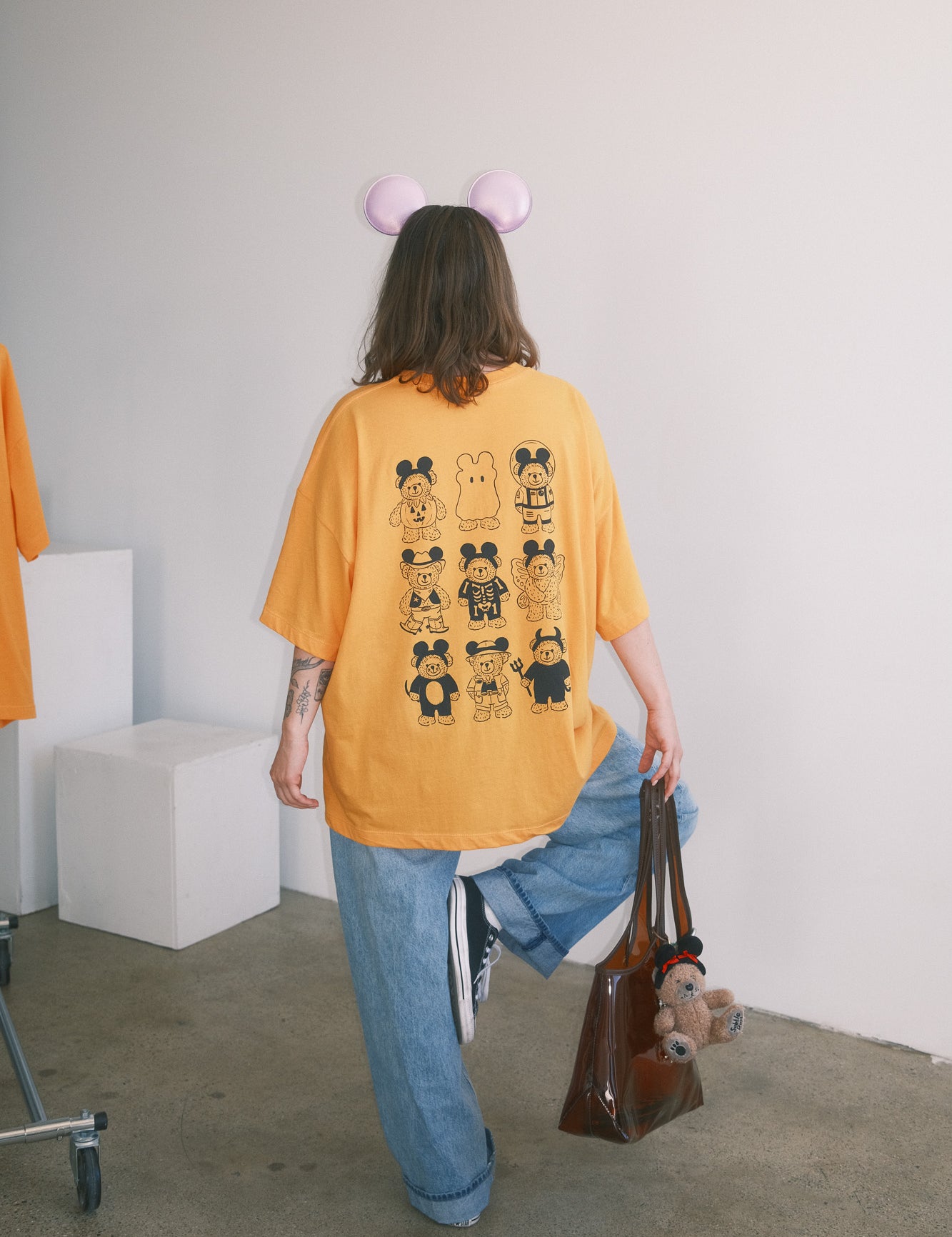 The Trick-or-Treat Bears Oversized Tee in Vintage Orange