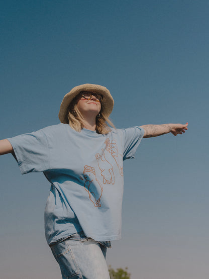 The Silly Ole Bear Oversized Tee in Sky Blue