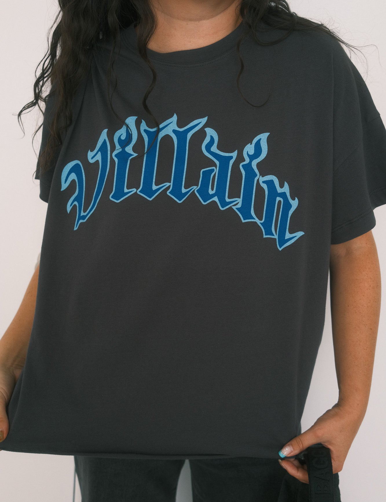 The Blue Villain Raw Hem Oversized Tee in Vintage Black